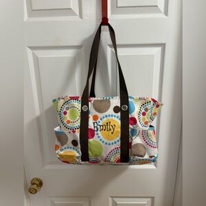 Thirty-One Organizing Utility Tote in the retired "Circle Spirals" pattern